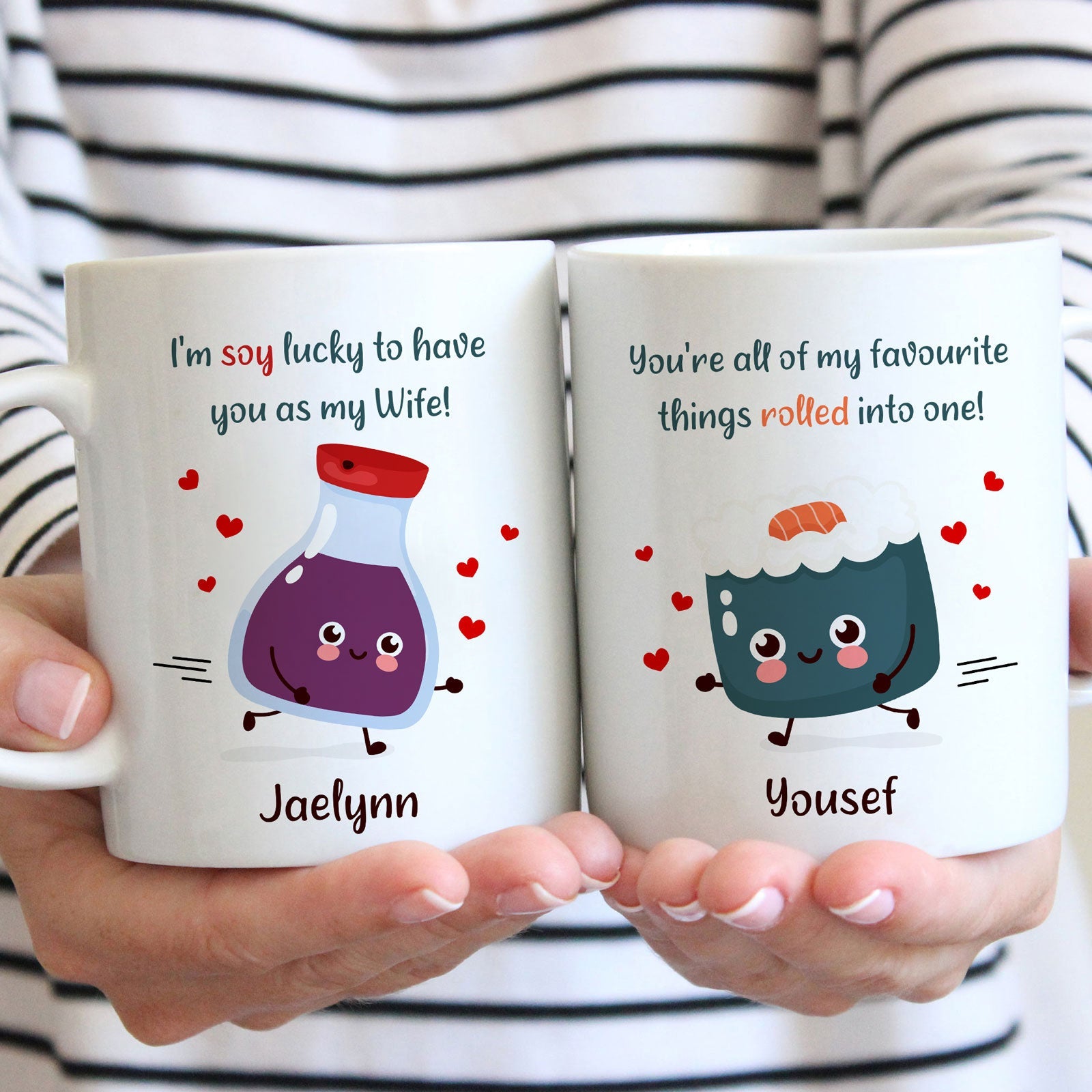 For Husband, Wife, Valentine Funny Sushi Personalized Matching Mug