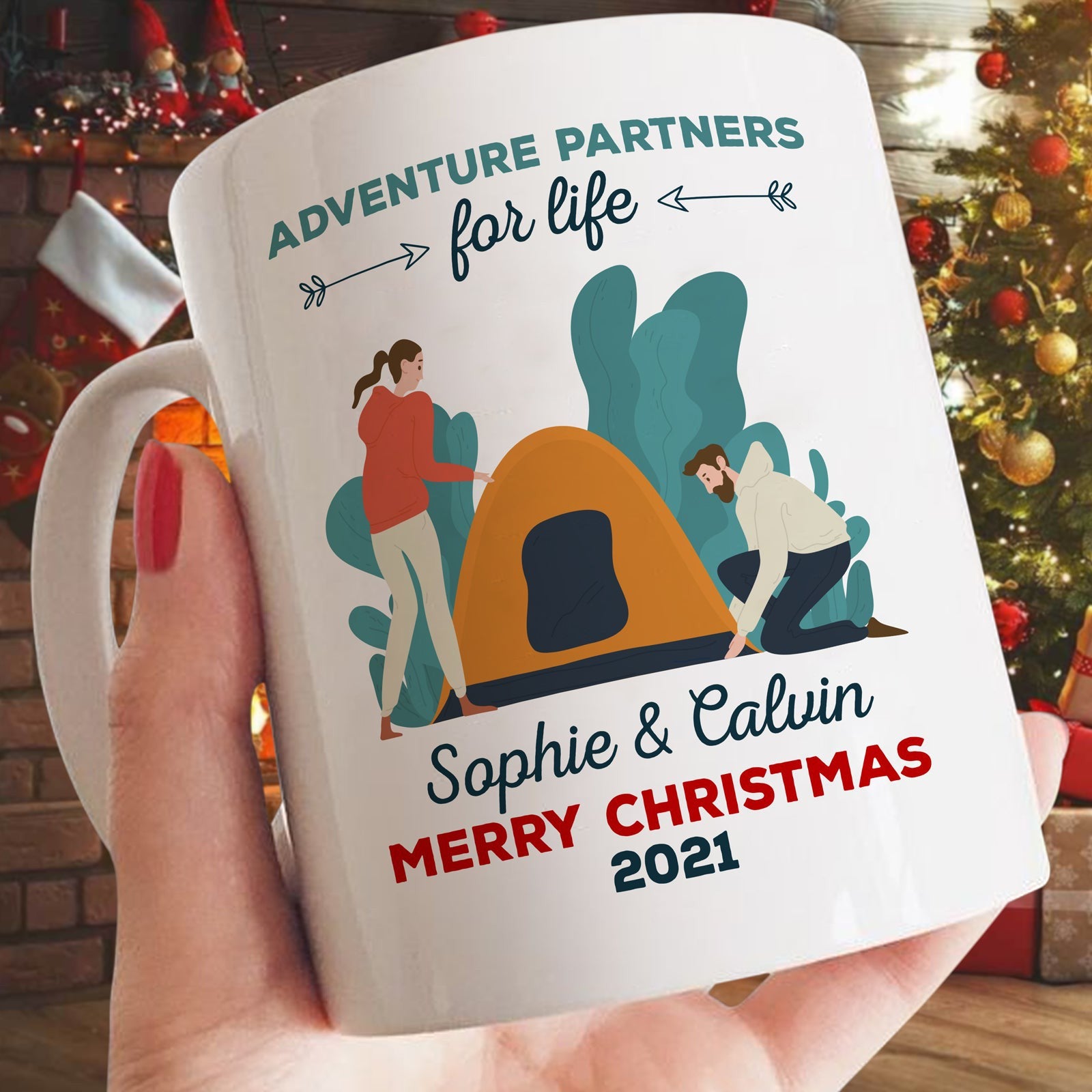 Adventure Partners For Life Merry Christmas Couple Personalized Mug