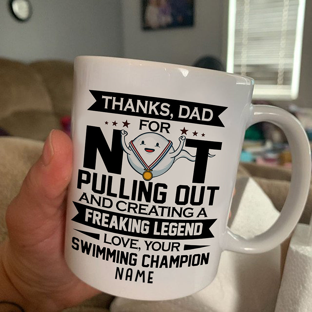 Personalized Thanks For Not Pulling Out Champion Mug Gift For Dad