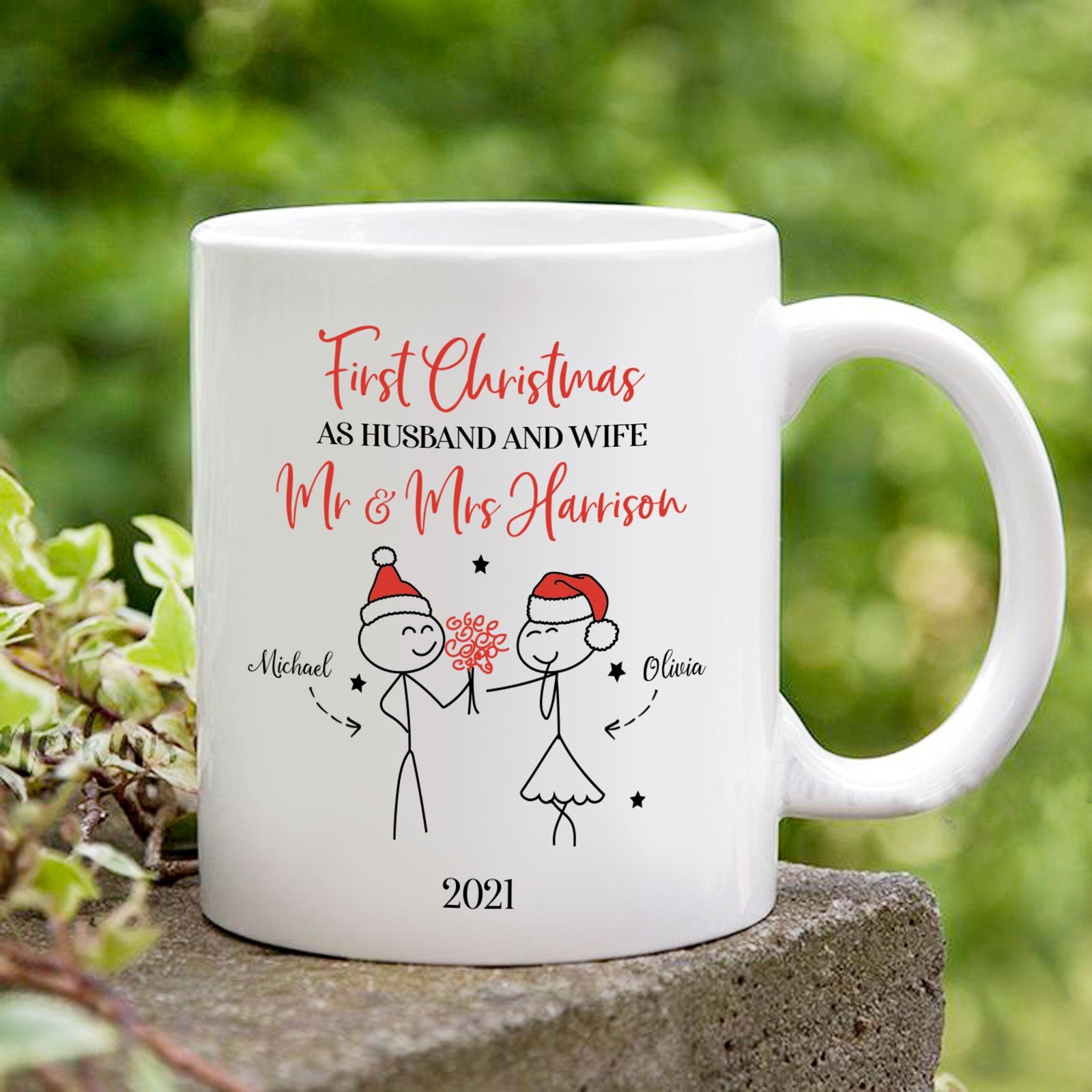 1st Christmas As Husband And Wife New Married Couple Personalized Mug