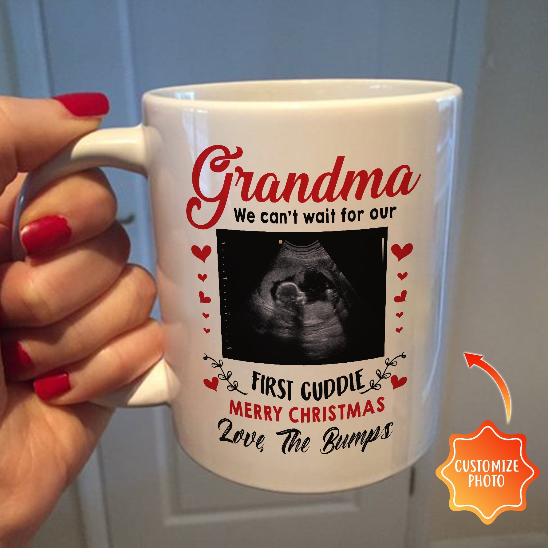 Personalized First Cuddle Grandma Bump Mug Christmas Gift For Grandma