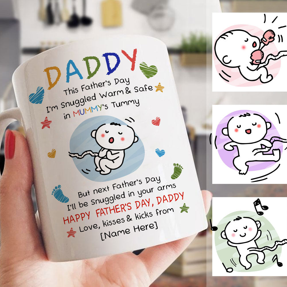 Snuggled Up In Mummy's Tummy Father's Day Mugs Personalized Gift For Expecting Dad