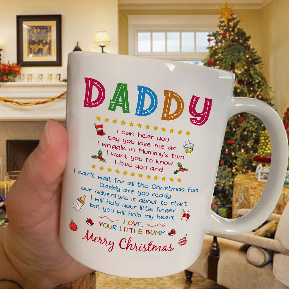 Gift For Dad To Be I Can Hear You Colorful Letter Christmas Mug