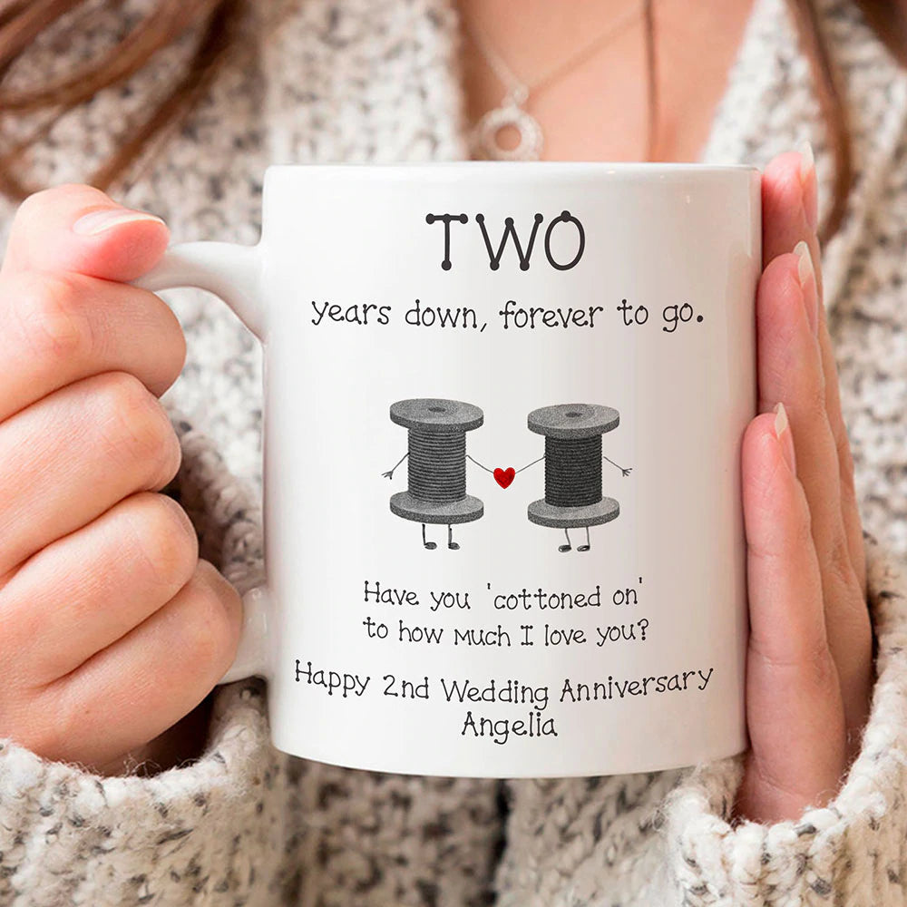 2nd Wedding Anniversary Two Years Down, Forever To Go Personalized Mug