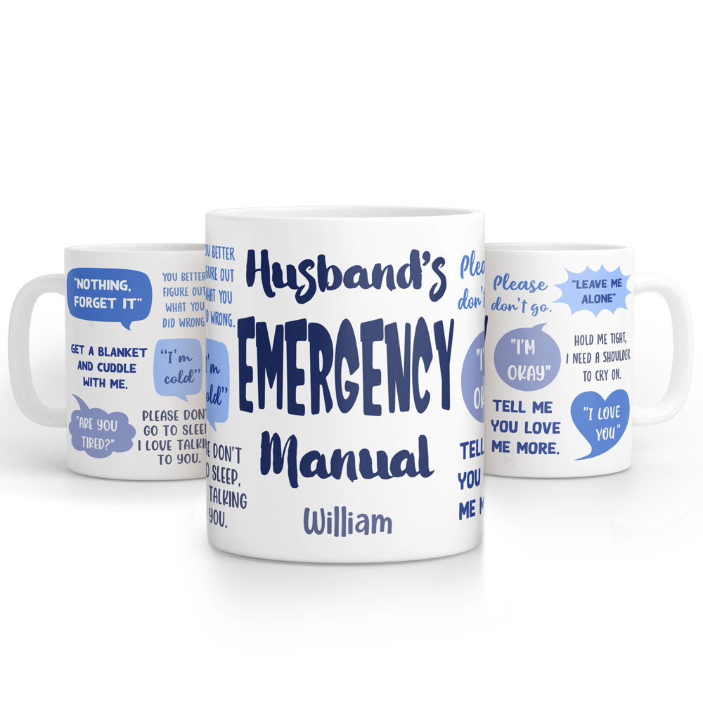 Husband Dad Husband's Emergency Manual Funny Unique Personalized Mug