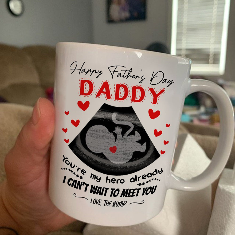 Daddy My Hero Ultrasound Mug Father's Day Gift For Dad