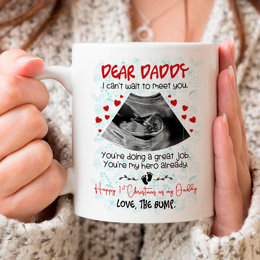 Personalized Gift For Dad To Be Happy 1st Christmas Mug