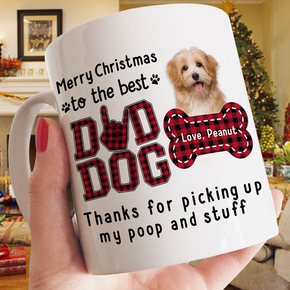 Personalized Gift For Dog Dad Custom Dog Photo Merry Christmas Mug