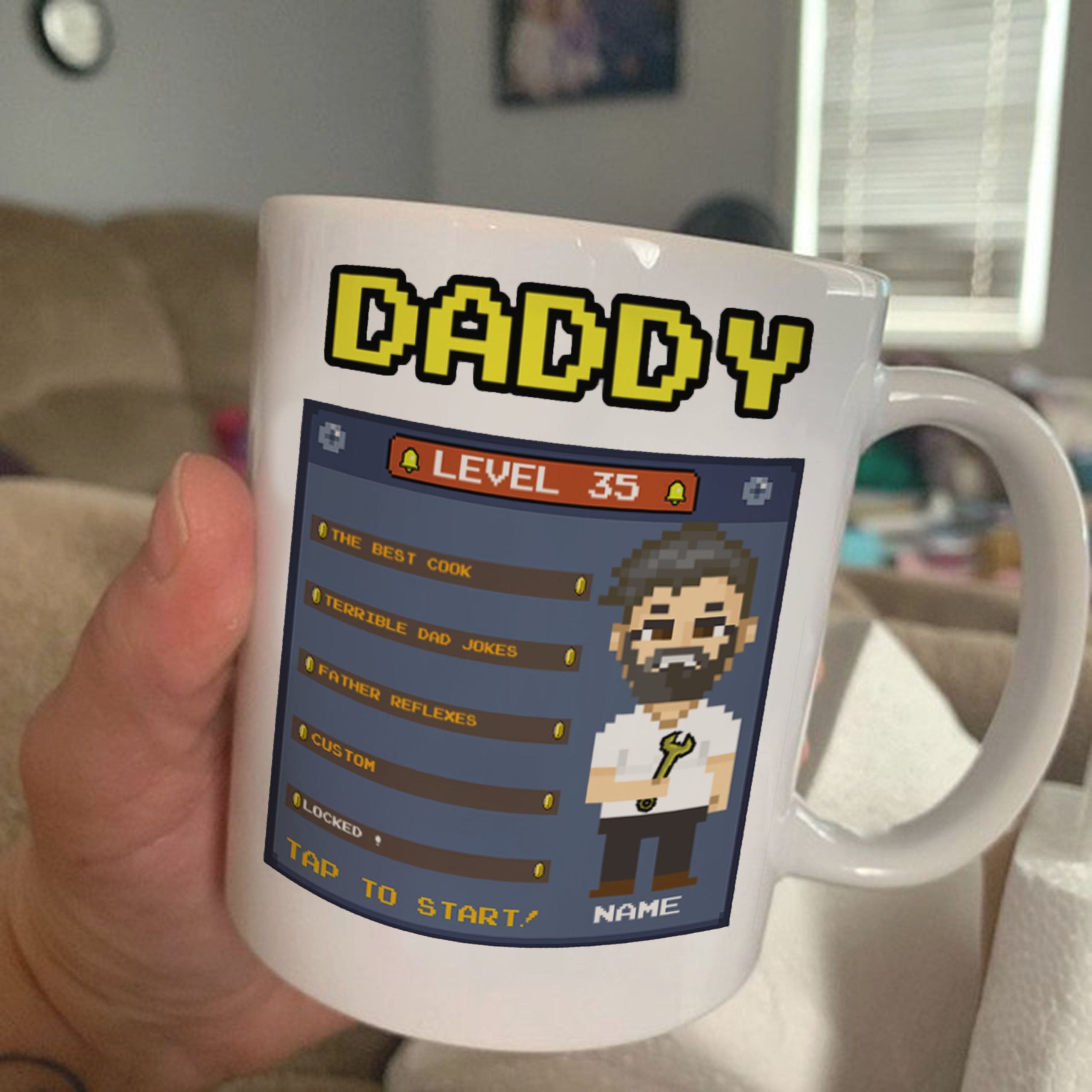 Personalize Pixel Game Character Dad Grandpa Mug