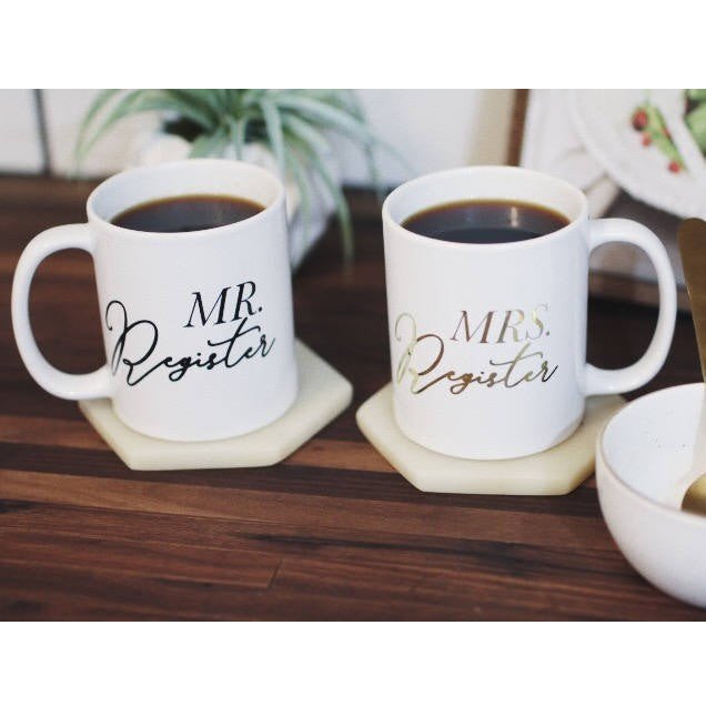 Mr and mrs last name custom coffee mugs