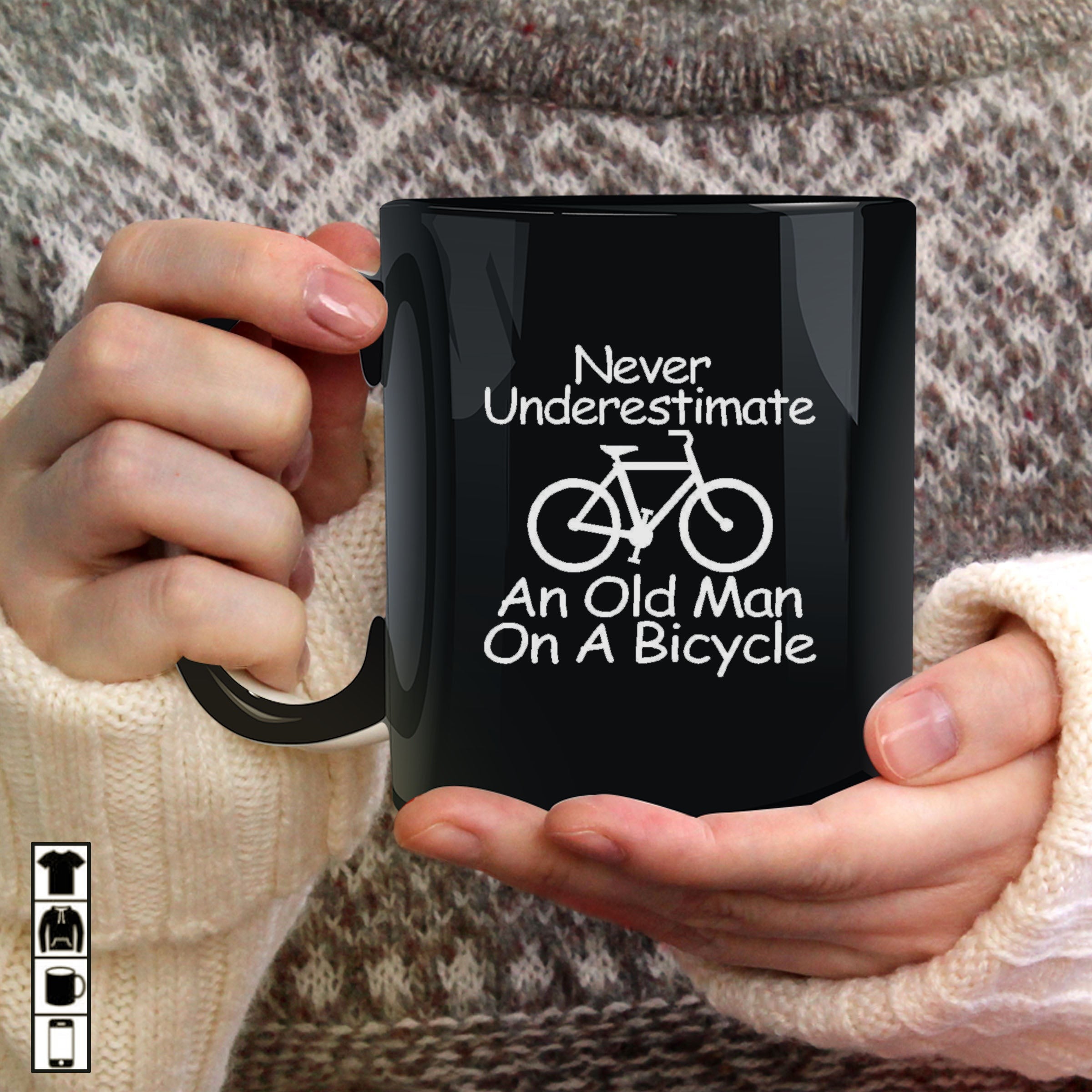 Never Underestimate An Old Man On A Bicycle Mug Gift For Dad