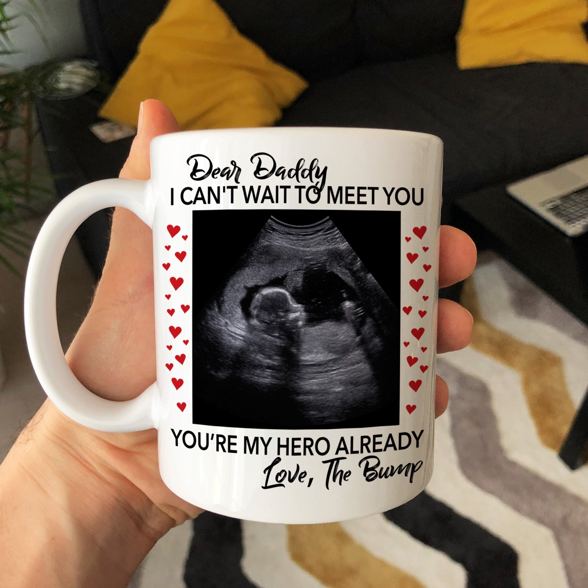 Personalized Daddy Can't Wait To Meet You Mug Gift For Dad